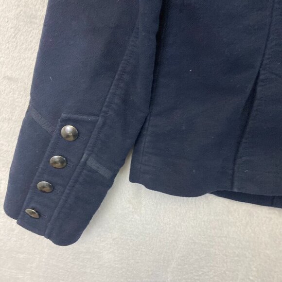 Treasure & Bond Zip Up Military Jacket Womens Medium M Navy Blue Double Breasted - Picture 13 of 16
